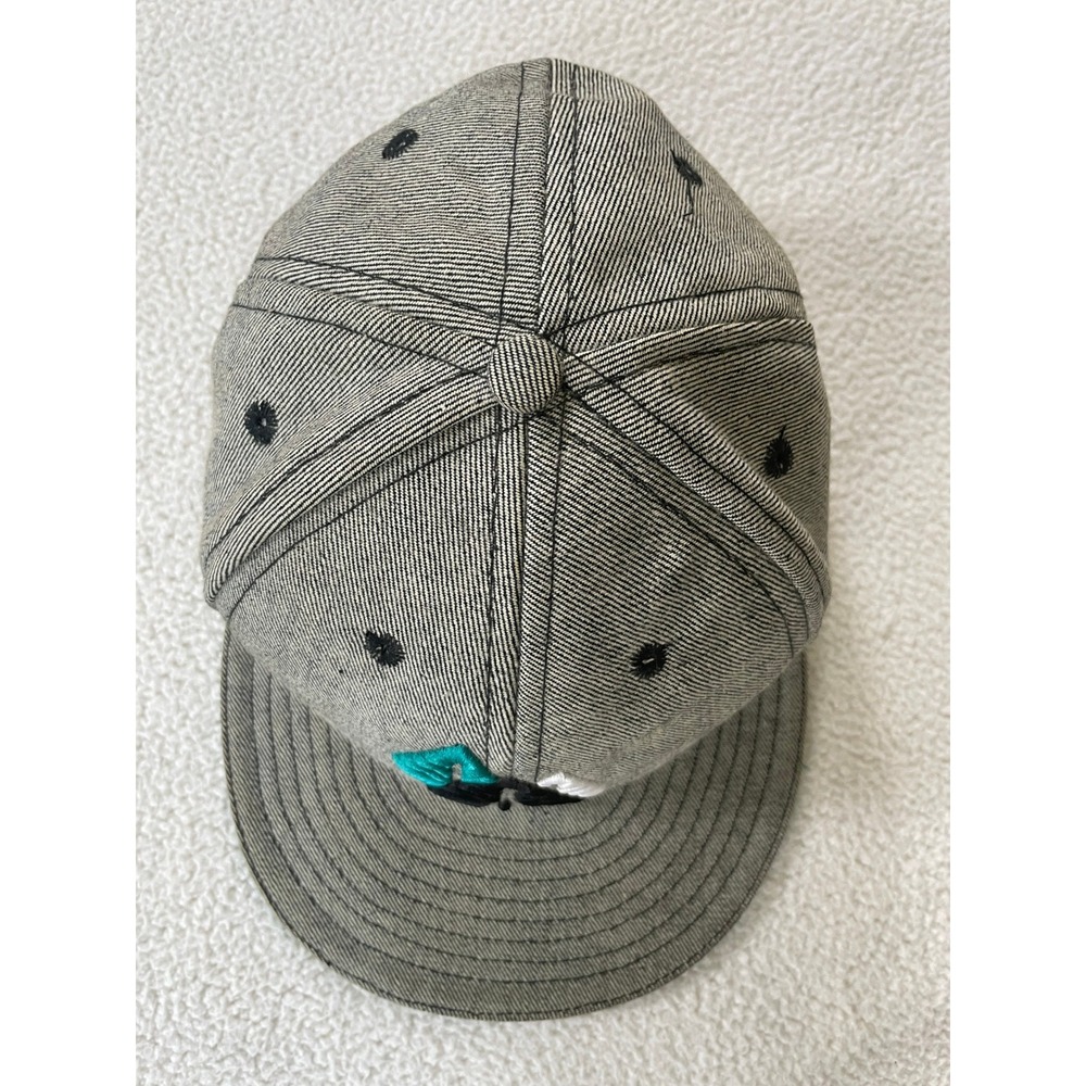 Estate LA Mens OSFM Snapback Hat Grey Verde Leaf Embroidered Denim Streetwear - Picture 11 of 13